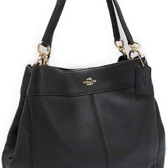 Coach Designer Black Lexy Pebbled Leather Shoulder Bag Purse Handbag - Picture 1 of 9
